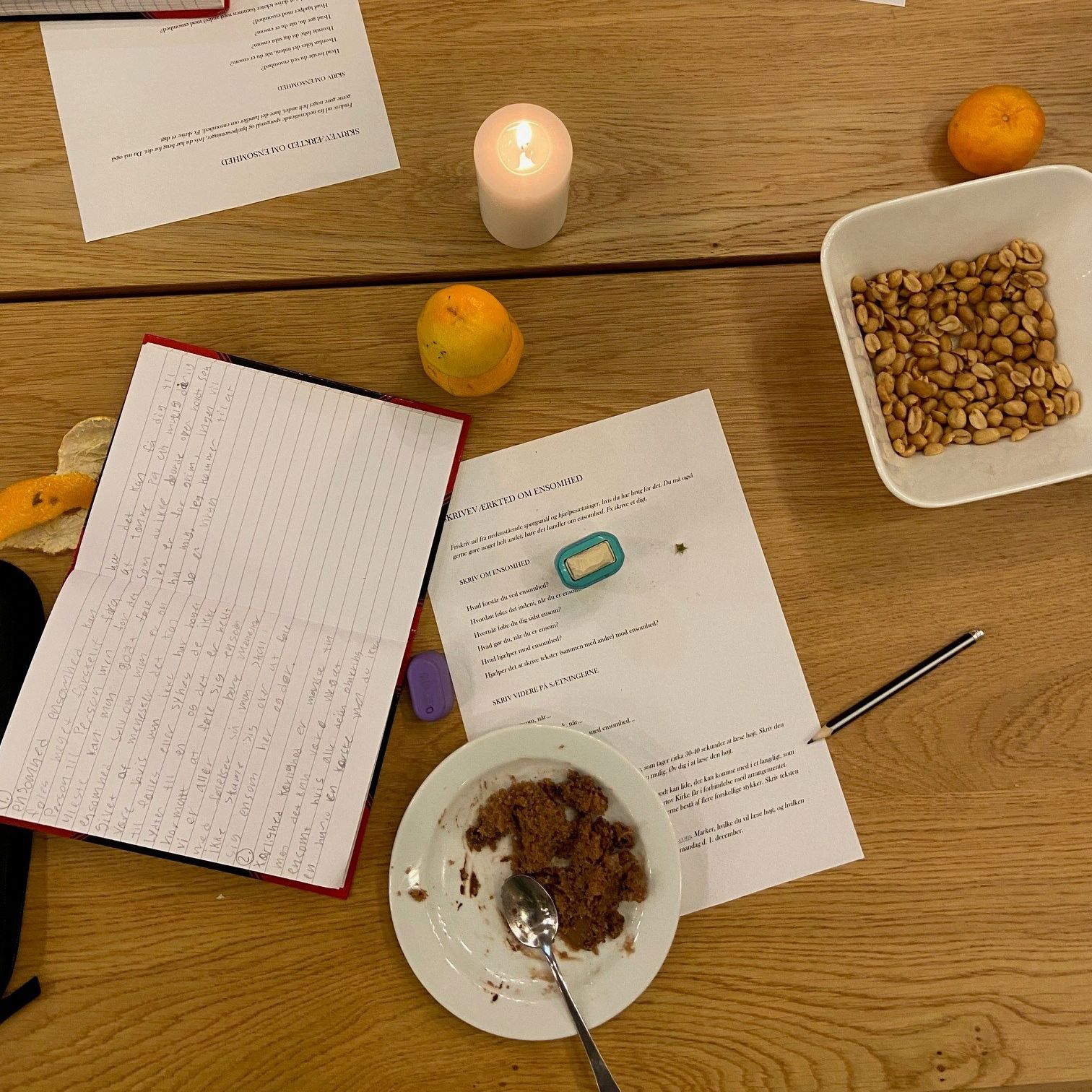 Skriveøvelser på bord