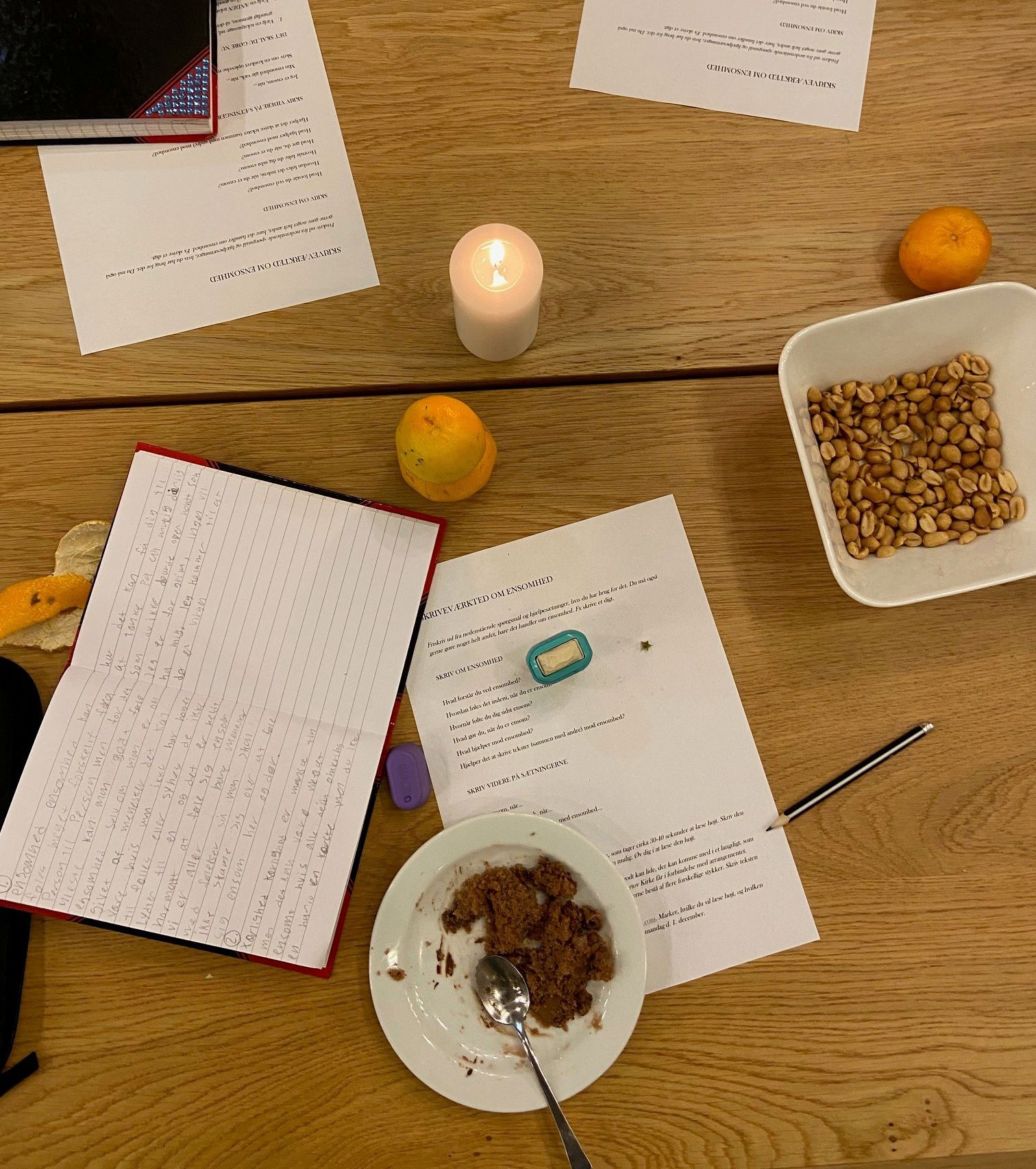 Skriveøvelser på bord